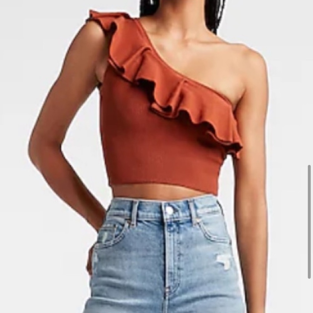 NWT Express one shoulder knit crop top